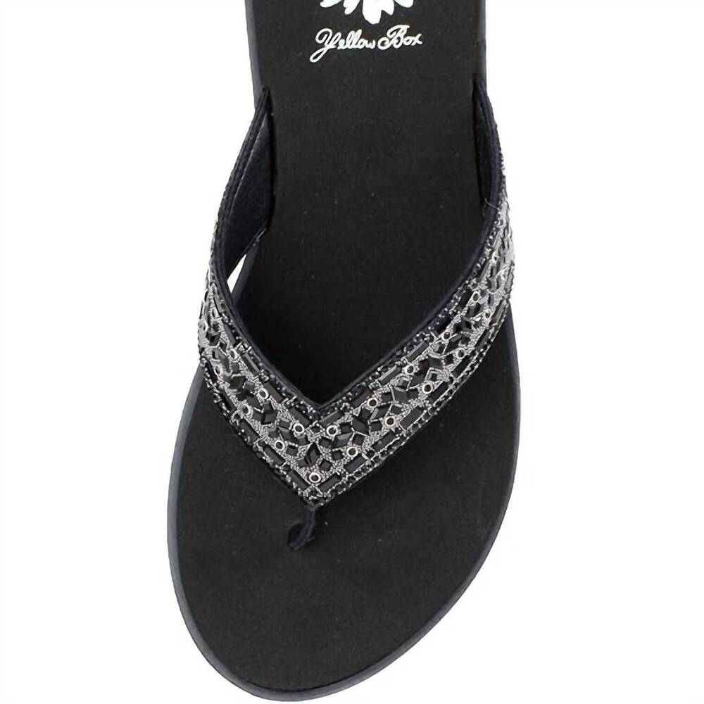 NEW YELLOWBOX women's dashna sandal in black & gray abstract - Picture 3 of 4